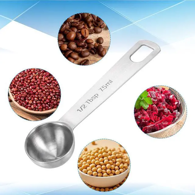 Alt view image 4 of 7 - 2 PCS Tablespoon Measuring Spoon 1/2 Tbsp Stainless Steel Measuring Spoons 1/2 Teaspoon Scoop Kitchen Cooking Spoon for Measurings Coffee Grains Protein Pet Food, Silver