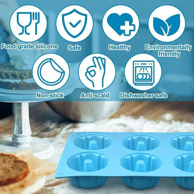 Alt view image 5 of 7 - Palksky Mini Fluted Tube Pan Silicone 6-Cavity(3PCS), Multi-Cavity small Cake Baking Pan, mini moldes para chocoflan