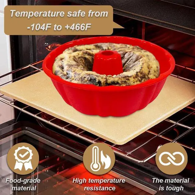 Alt view image 6 of 6 - 10 Inch Round Silicone Cake Pan, Non-Stick Silicone Baking Mold, Bakeware for Cake, Jello, Gelatin (Red, 1 Pack)