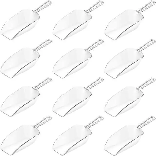 Main image of 12 Pack 6.7" Mini Acrylic Plastic Ice Scoops Multi Purpose Clear Candy Scoops for Dessert Buffets Kitchen, Protein Powders, Ice Cream, Coffee, Tea Jar (Medium)