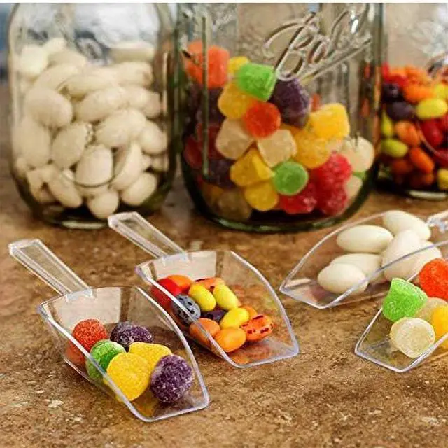 Alt view image 5 of 6 - 12 Pack 6.7" Mini Acrylic Plastic Ice Scoops Multi Purpose Clear Candy Scoops for Dessert Buffets Kitchen, Protein Powders, Ice Cream, Coffee, Tea Jar (Medium)