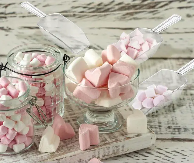 Alt view image 6 of 6 - 12 Pack 6.7" Mini Acrylic Plastic Ice Scoops Multi Purpose Clear Candy Scoops for Dessert Buffets Kitchen, Protein Powders, Ice Cream, Coffee, Tea Jar (Medium)