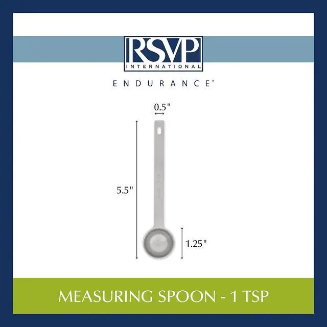 Alt view image 7 of 7 - RSVP International Endurance Kitchen Collection Open Stock Measuring Spoon, Stainless Steel, Dishwasher Safe, 1-Teaspoon