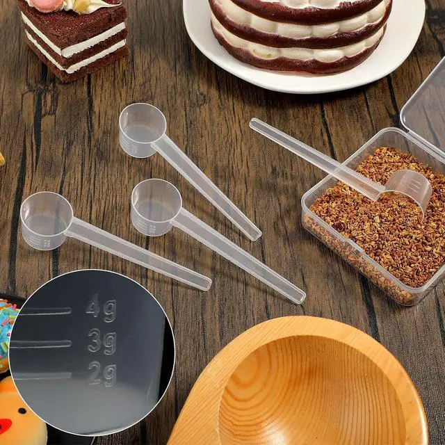 Alt view image 5 of 7 - Ouligay 4pcs 5ML Plastic Measuring Spoons, Teaspoon Scoop, Coffee Scoops, Small Scoops for Canisters, Tablespoon Scoop Dishwasher Safe Reusable Spoons for Liquids Powders Kitchen Cooking Tool