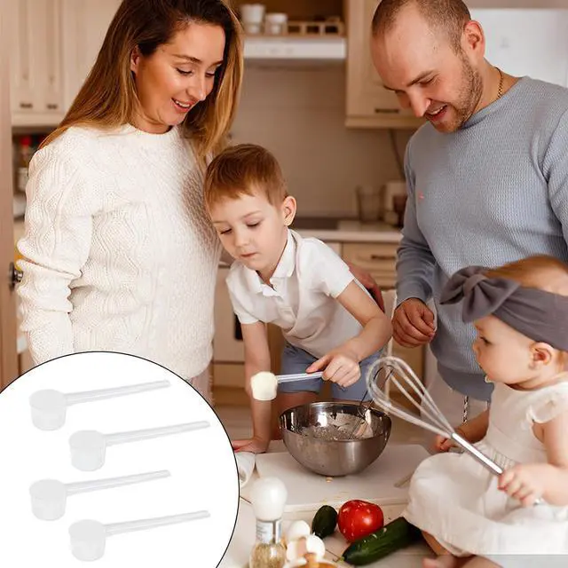 Alt view image 3 of 7 - Ouligay 4pcs 5ML Plastic Measuring Spoons, Teaspoon Scoop, Coffee Scoops, Small Scoops for Canisters, Tablespoon Scoop Dishwasher Safe Reusable Spoons for Liquids Powders Kitchen Cooking Tool