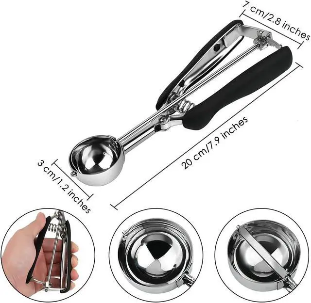 Alt view image 2 of 7 - DS. DISTINCTIVE STYLE Mini Cookie Scoop #100-2 Teaspoon Scoop - Mini Ice Cream Scoop, Made of Food Grade 304 Stainless Steel with Comfortable Rubber Grip Handles