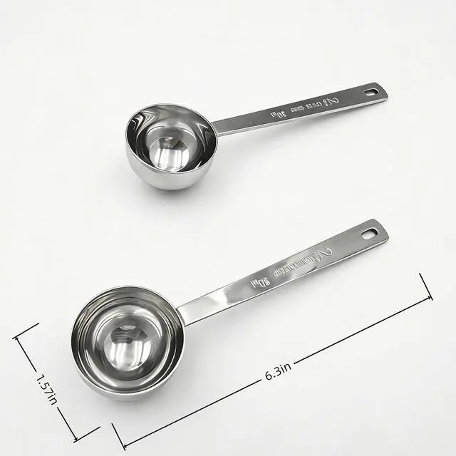 Alt view image 2 of 7 - Stainless Steel Coffee Scoop, 2 Tablespoon (30ml), Set of 2