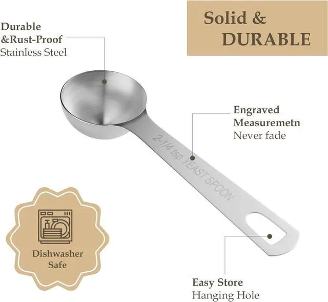 Alt view image 2 of 6 - 1PCS Yeast Measuring Spoon(2-1/4tsp, 2.25tsp, 0.25oz)