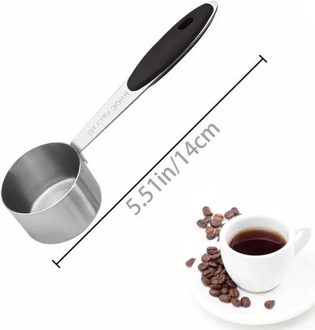Alt view image 2 of 7 - 2 PCS 1/8 Cup Stainless Steel Measuring Scoops Coffee Measuring Scoop 30ML Small Coffee Scoop Measuring Cup with Black Silicone Handle Large Capacity And Comfortable Hand Feeling Tablespoon