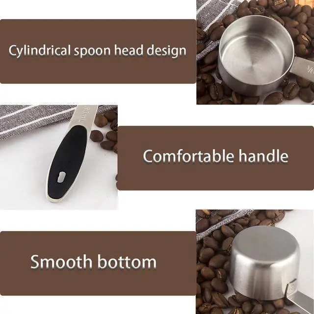 Alt view image 3 of 7 - 2 PCS 1/8 Cup Stainless Steel Measuring Scoops Coffee Measuring Scoop 30ML Small Coffee Scoop Measuring Cup with Black Silicone Handle Large Capacity And Comfortable Hand Feeling Tablespoon
