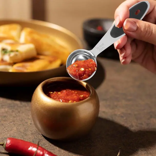 Alt view image 5 of 5 - Stainless Steel Measuring Scoops - 1/2 Tbsp, 1/32 Cup, Small Coffee Scoop, Handle Included