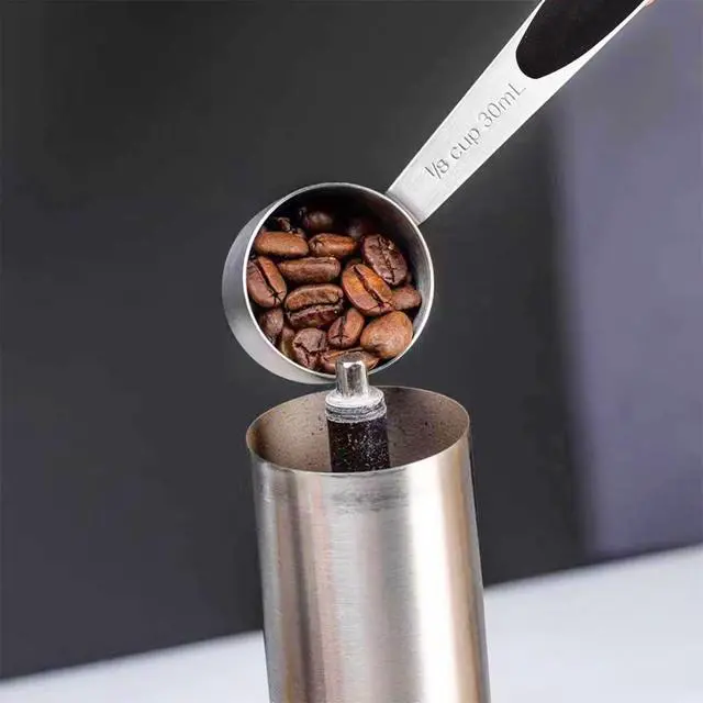Alt view image 6 of 7 - 2 PCS 1/8 Cup Stainless Steel Measuring Scoops Coffee Measuring Scoop 30ML Small Coffee Scoop Measuring Cup with Black Silicone Handle Large Capacity And Comfortable Hand Feeling Tablespoon