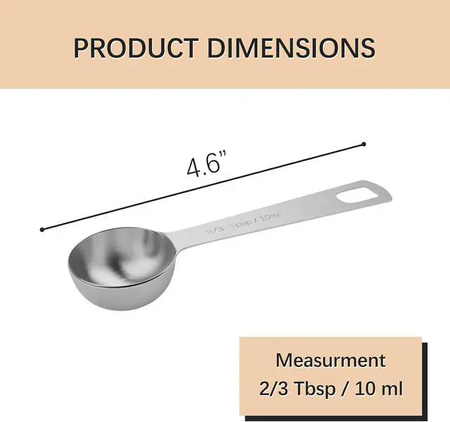 Alt view image 2 of 6 - 1PCS 2/3Tbsp(2tsp, 10ml) Measuring Spoon, Stainless Steel Teaspoon