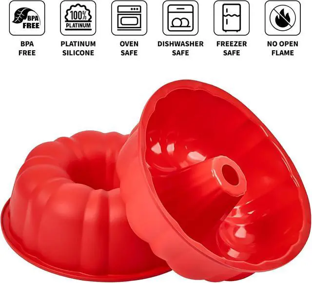 Alt view image 3 of 7 - Puyeipt 10 Inch Silicone Fluted Tube Cake Pan, 2 Pack