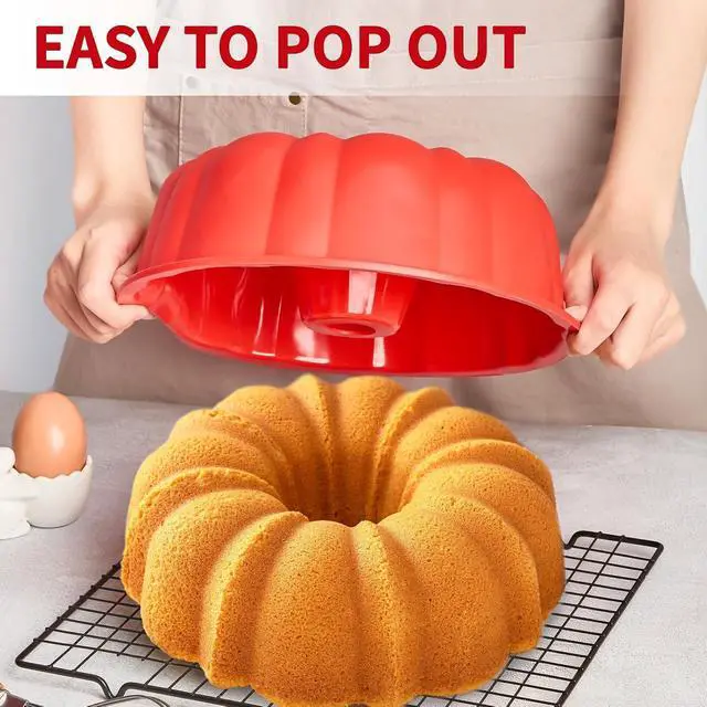 Alt view image 5 of 7 - Puyeipt 10 Inch Silicone Fluted Tube Cake Pan, 2 Pack