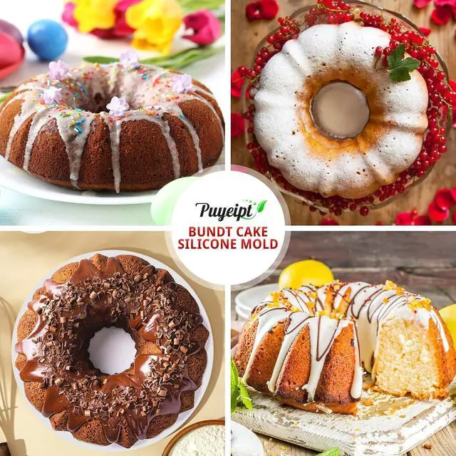 Alt view image 7 of 7 - Puyeipt 10 Inch Silicone Fluted Tube Cake Pan, 2 Pack