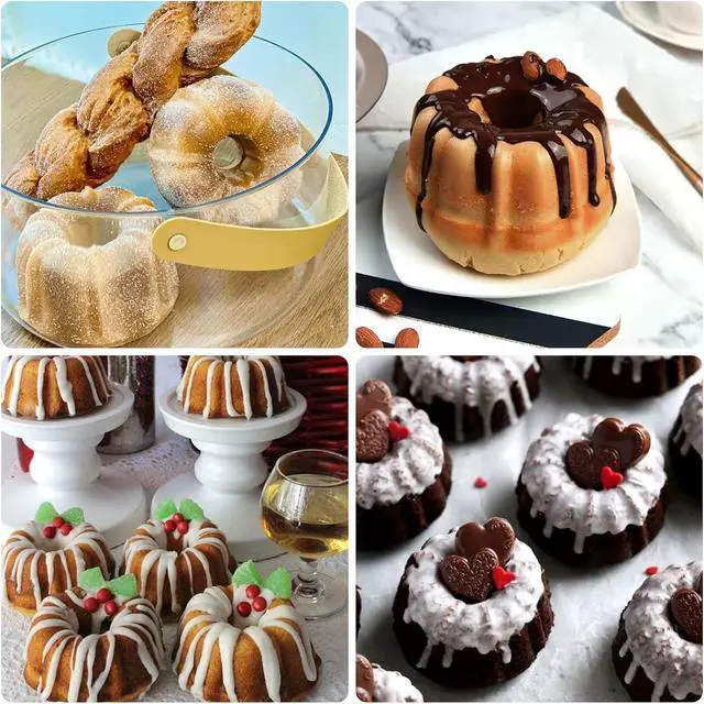 Alt view image 5 of 7 - Mini Fluted Cake Pan, 3-Pack Cake Silicone Molds for Baking
