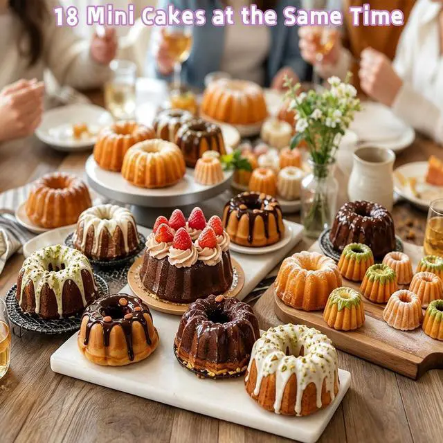 Alt view image 4 of 7 - Mini Fluted Cake Pan, 3-Pack Cake Silicone Molds for Baking