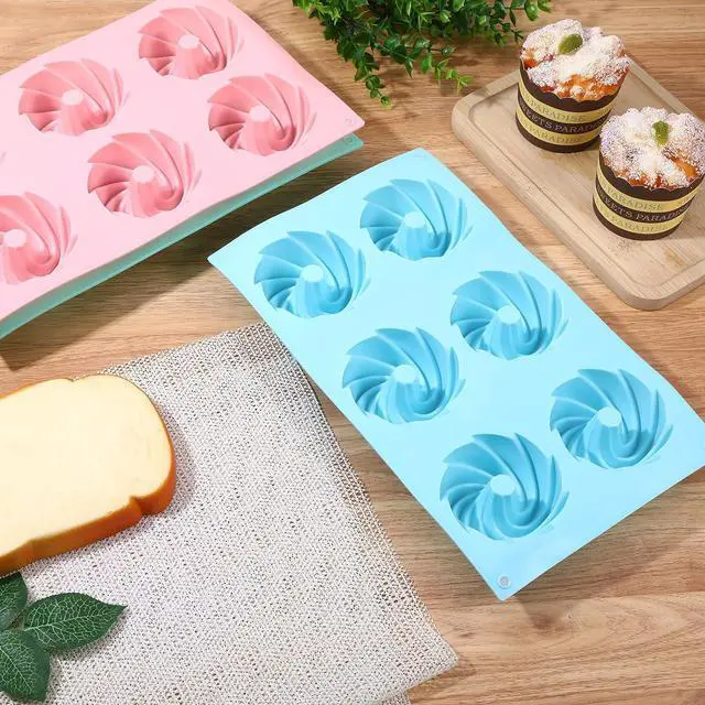 Alt view image 3 of 6 - 3 PCS Mini Bundt Cake Pans for Baking, 6-Cavity Fluted Tubular Mini Cake Pans, Silicone Molds for Baking, Ideal for Brownies, Cookies, Cupcakes, Jellies, Muffins, Donuts(Spiral Shape)