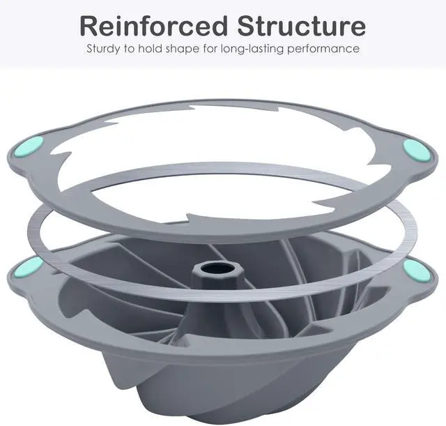 Alt view image 3 of 6 - Bunte Cake Pan, Non-Stick 10-Inch Angel Food Cake Pan, Silicone Cake Mold with Metal Reinforced Frame More Strength for Long-Lasting Performance