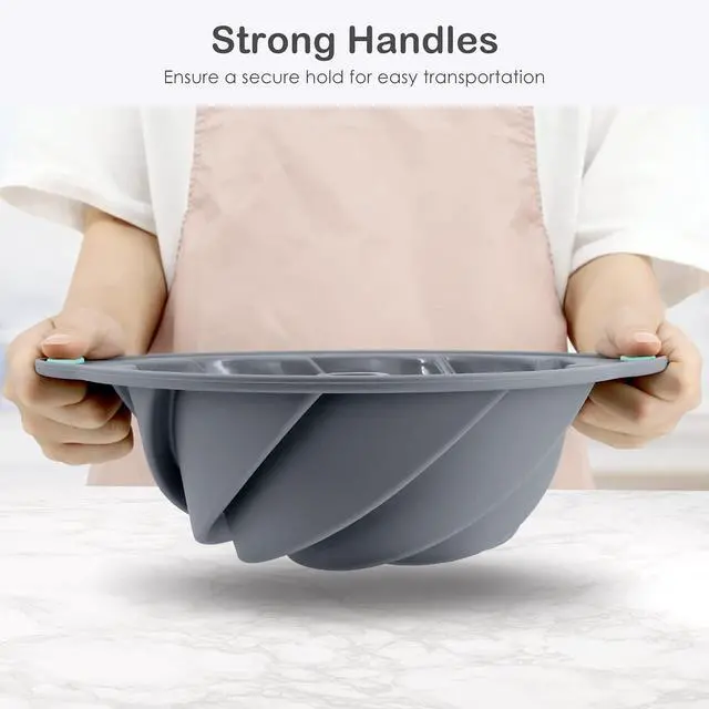 Alt view image 4 of 6 - Bunte Cake Pan, Non-Stick 10-Inch Angel Food Cake Pan, Silicone Cake Mold with Metal Reinforced Frame More Strength for Long-Lasting Performance