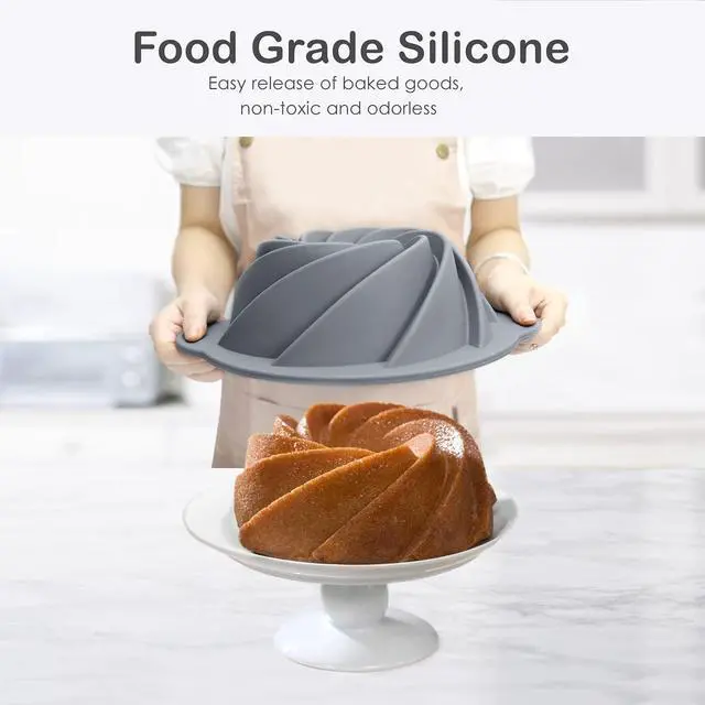 Alt view image 2 of 6 - Bunte Cake Pan, Non-Stick 10-Inch Angel Food Cake Pan, Silicone Cake Mold with Metal Reinforced Frame More Strength for Long-Lasting Performance