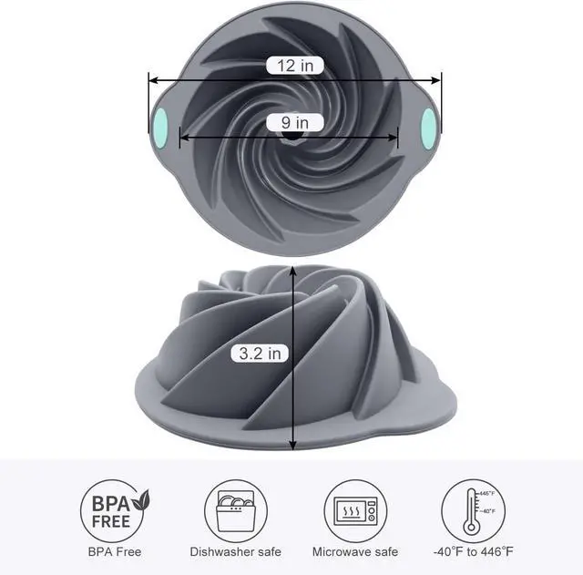 Alt view image 5 of 6 - Bunte Cake Pan, Non-Stick 10-Inch Angel Food Cake Pan, Silicone Cake Mold with Metal Reinforced Frame More Strength for Long-Lasting Performance