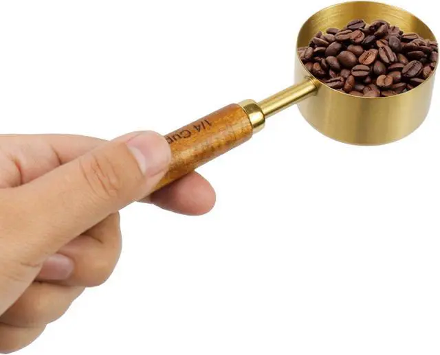 Alt view image 5 of 6 - 1/4 Cup Stainless Steel Measuring Cup with Wooden Handle, 60ml