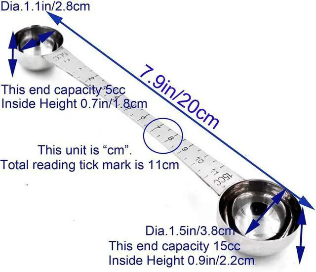Alt view image 2 of 7 - CoaGu Dual-Measure Coffee Scoop Set: 1 Tsp (5ml) & 1 Tbsp (15ml) Long-Handled Stainless Steel Scoops for Precise Coffee and Baking Measurements