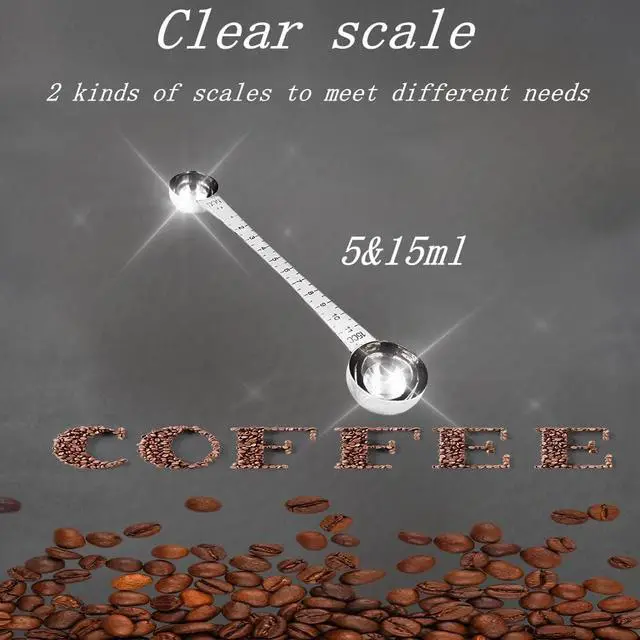 Alt view image 5 of 7 - CoaGu Dual-Measure Coffee Scoop Set: 1 Tsp (5ml) & 1 Tbsp (15ml) Long-Handled Stainless Steel Scoops for Precise Coffee and Baking Measurements