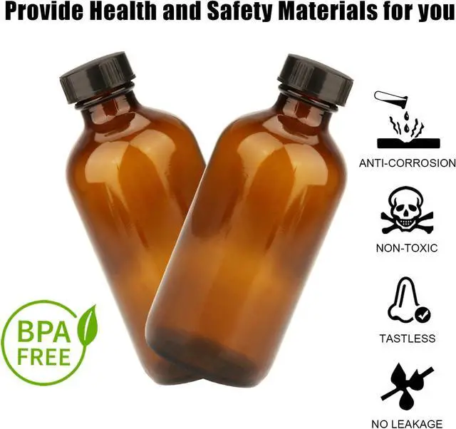 Alt view image 4 of 8 - YINGERHUAN 4 oz Amber Glass Bottles - Small Glass Jars with Black Lids Empty Boston Bottle,Dispensing Bottles for Homemade Vanilla Extract, Essential Oils, Herbal Medicine (6)