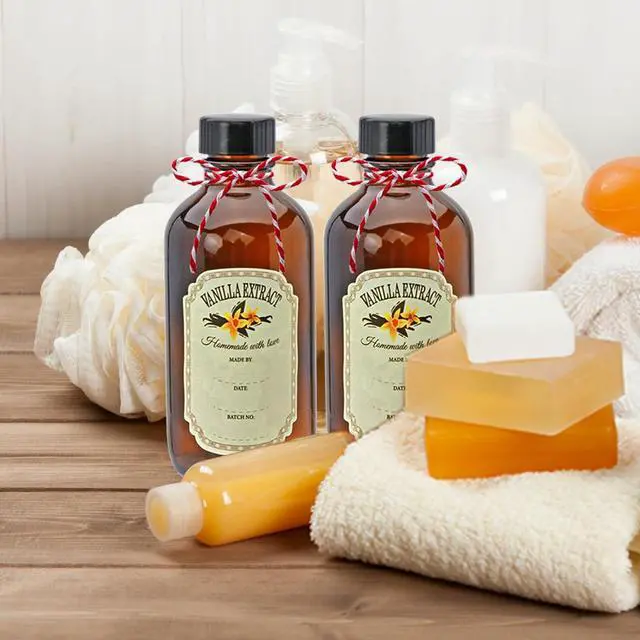 Alt view image 6 of 8 - YINGERHUAN 4 oz Amber Glass Bottles - Small Glass Jars with Black Lids Empty Boston Bottle,Dispensing Bottles for Homemade Vanilla Extract, Essential Oils, Herbal Medicine (6)