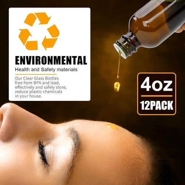 Alt view image 8 of 8 - YINGERHUAN 4 oz Amber Glass Bottles - Small Glass Jars with Black Lids Empty Boston Bottle,Dispensing Bottles for Homemade Vanilla Extract, Essential Oils, Herbal Medicine (6)