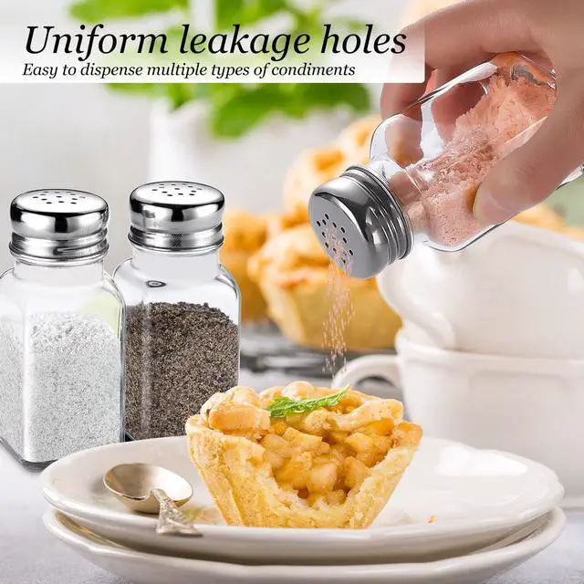Alt view image 3 of 6 - Salt and Pepper Shakers Set,DWTS DANWEITESI Salt Shaker with Stainless Lid-Glass Spice Jars Kitchen Gadgets,Clear to Know When to Fill,Farmhouse Salt Pepper Shakers Cute Kitchen Essentials Decoration