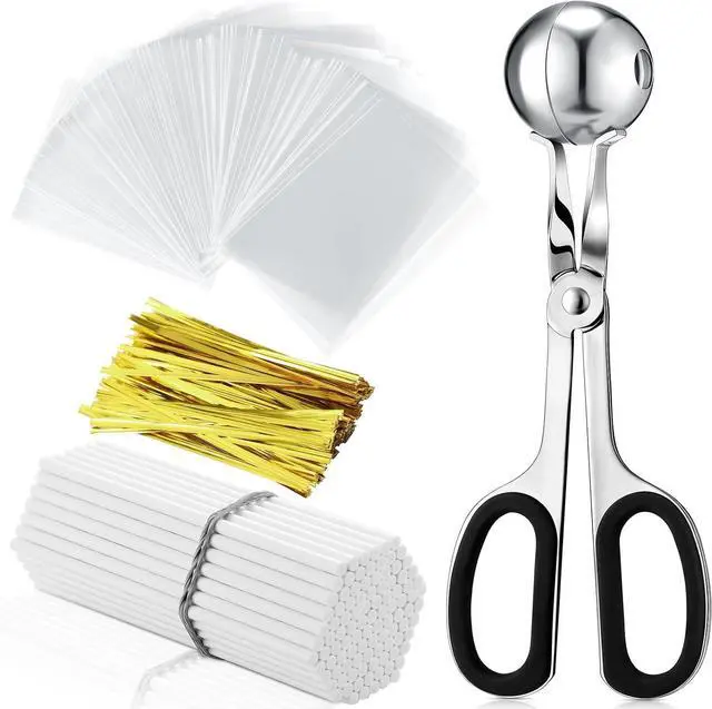 Main image of Yinkin Cake Pop Kit 100 Bags 100 Sticks Ties Scooper for Lollipop,Black