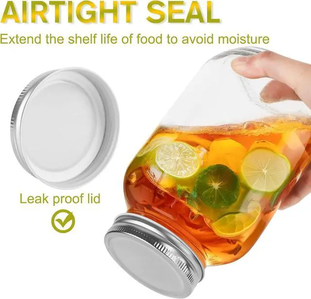 Alt view image 3 of 7 - 16oz Mason Jars with Lids, 3 Pack Regular Mouth Glass Canning Jar