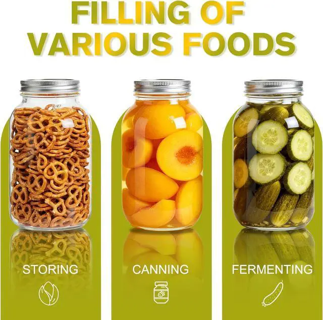 Alt view image 4 of 7 - 16oz Mason Jars with Lids, 3 Pack Regular Mouth Glass Canning Jar