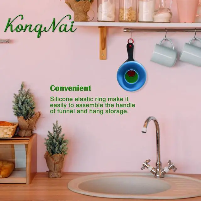 Alt view image 5 of 7 - KongNai Canning Funnel for Wide and Regular JarsWide Mouth Funnels Sets of 3, Large for Mason Jar, Food Grade Collapsible Silicone Kitchen Accessories for Transfer Jam, Juice, Spices and Oil