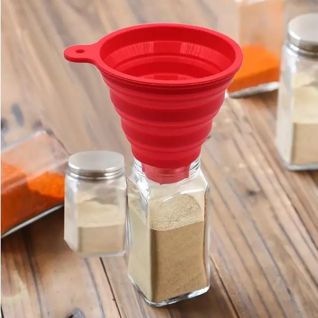 Alt view image 7 of 7 - KongNai Silicone Collapsible Wide Mouth Funnel for Jars, Foldable Large Canning Funnel for Wide Mouth Jar, Food Grade Silicone Transferring Tool for Liquid Oil Jam Solid Seasoning Bean