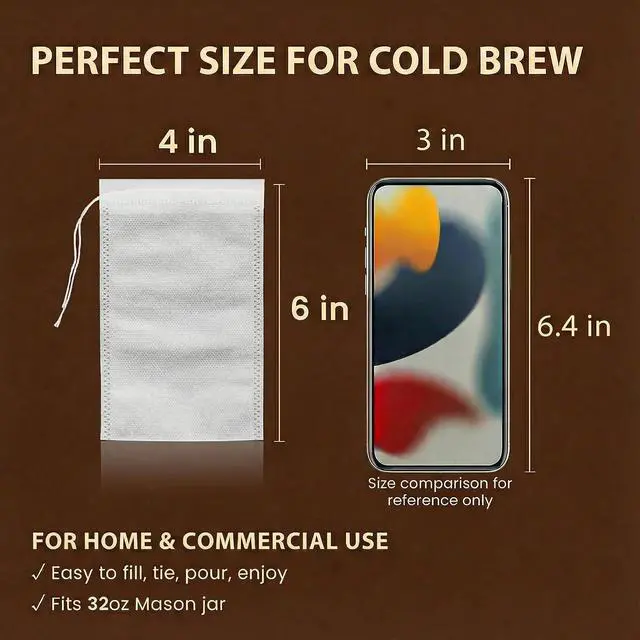 Alt view image 2 of 7 - Cold Brew Bags, 120 Count Brew Coffee Filter Bags, 4x6 Inch
