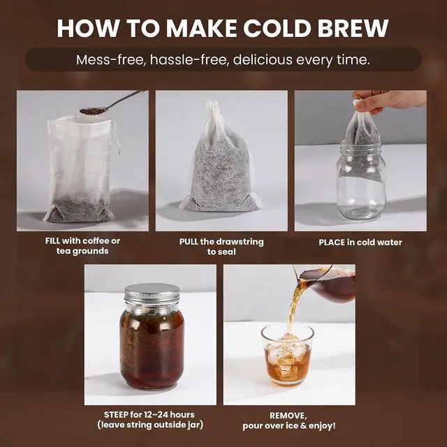 Alt view image 3 of 7 - Cold Brew Bags, 120 Count Brew Coffee Filter Bags, 4x6 Inch