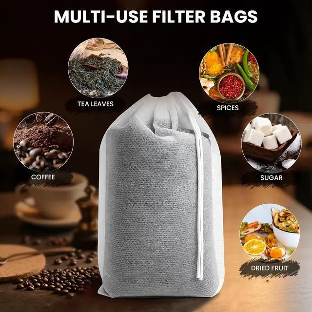 Alt view image 5 of 7 - Cold Brew Bags, 100 Count Brew Coffee Filter Bags, 6x8 Inch