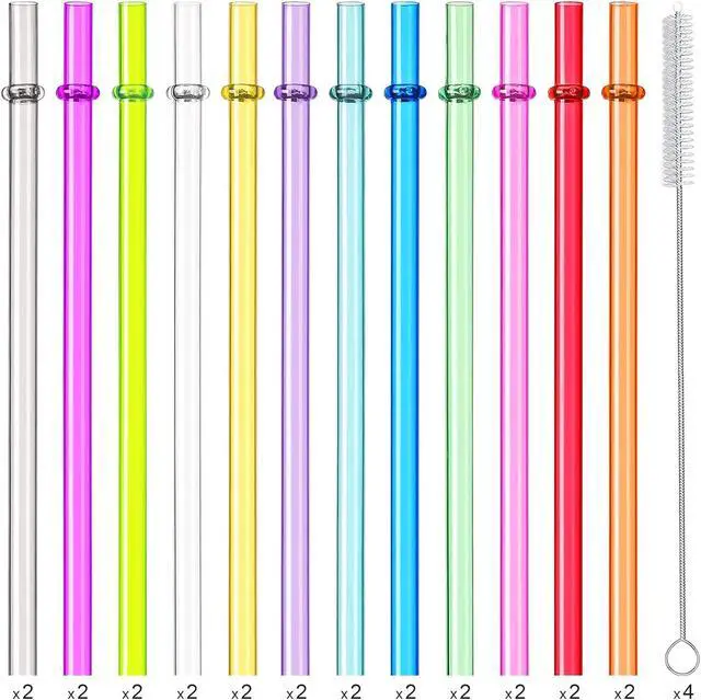 Alt view image 2 of 7 - 24 PCS, Reusable Straws with 4 Brushes, 10.5" Long Tritan Hard Plastic Straws, 12 Colors Translucent Replacement Drinking for 16OZ-32 OZ Tumblers, Cups, Jars, Stanley, YETI, Starbucks, BPA Free