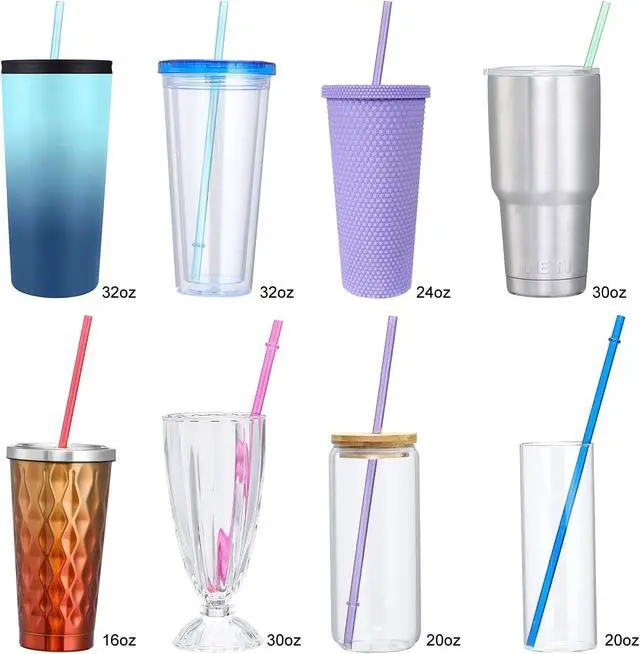 Alt view image 4 of 7 - 24 PCS, Reusable Straws with 4 Brushes, 10.5" Long Tritan Hard Plastic Straws, 12 Colors Translucent Replacement Drinking for 16OZ-32 OZ Tumblers, Cups, Jars, Stanley, YETI, Starbucks, BPA Free