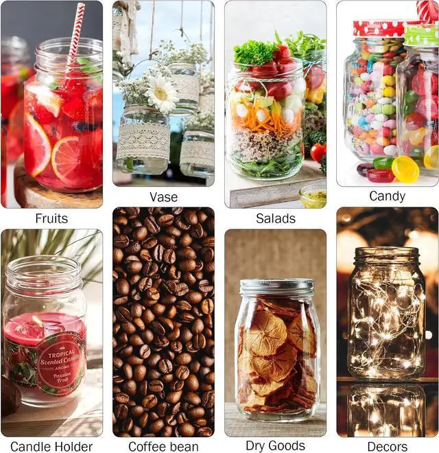 Alt view image 6 of 7 - Mason Jars with Lids 32oz, 2 Pack Regular Mouth Glass Canning Jar Container