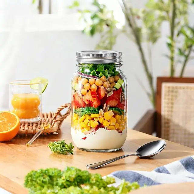 Alt view image 7 of 7 - Mason Jars with Lids 32oz, 2 Pack Regular Mouth Glass Canning Jar Container