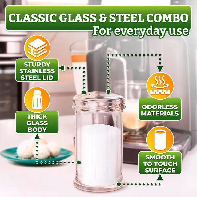 Alt view image 3 of 7 - 12 Oz Glass Sugar Container for Coffee Bar, Stainless Steel Lid