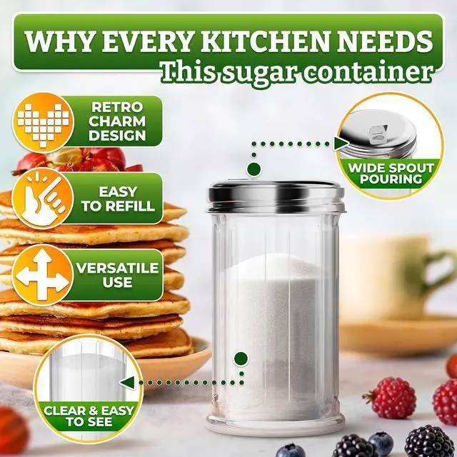 Alt view image 4 of 7 - 12 Oz Glass Sugar Container for Coffee Bar, Stainless Steel Lid