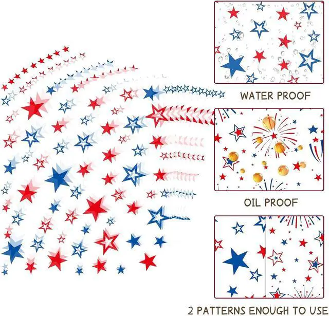 Alt view image 3 of 7 - WorldBazaar 4th of July Wax Paper Sheets 100PCS Patriotic Baking Supplies