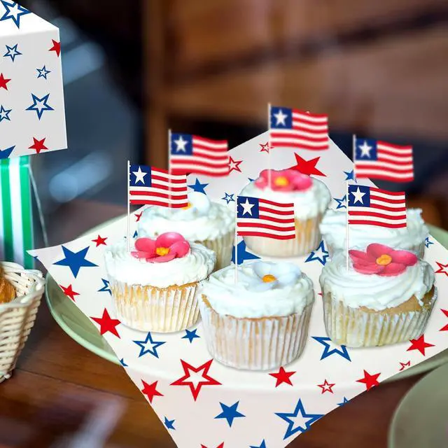 Alt view image 4 of 7 - WorldBazaar 4th of July Wax Paper Sheets 100PCS Patriotic Baking Supplies